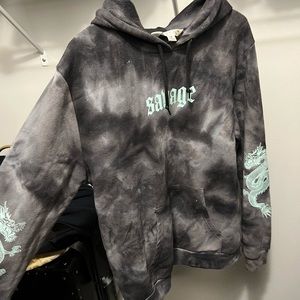 Grey tied hoodie with dragons